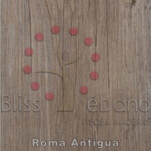 Una ilustración de un árbol y hojas representadas con grabado y puntos rojos sobre un fondo de madera con el texto "bliss lebano" usando Piso de PVC Roma Antigua.