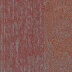 Primer plano de una tela texturizada con rayas verticales en tonos Arrange Rojo 94668, naranja y blanco.